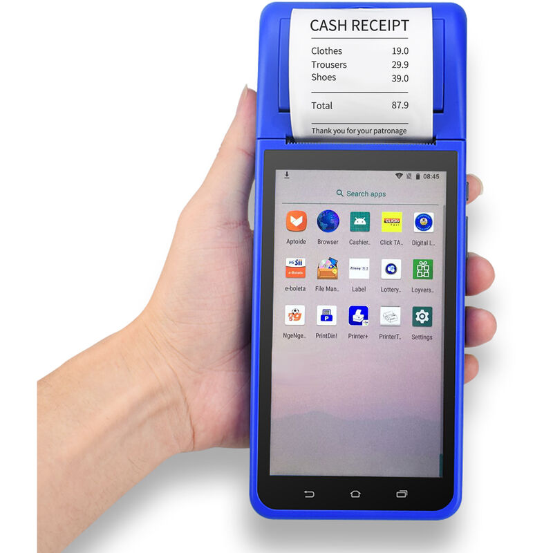 Impresora de terminal de recibos PDA inteligente POS Android 8.1 con camara con pantalla tactil de 5.5 pulgadas Escaner de codigo de barras 1D 2D Soporte 3G / WiFi / BT / GPS para restaurantes Supermercados Tiendas minoristas Almacenes,Enchufe de la UE