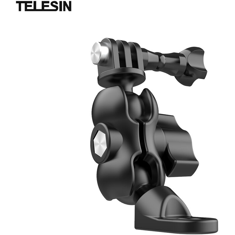 TELESIN Camara de accion Soporte de montaje de espejo retrovisor de motocicleta Rotacion de 360 ​​° Adaptador de montaje de camara de accion Reemplazo para camaras deportivas GoPro Hero 9/8/7/6/5, Negro