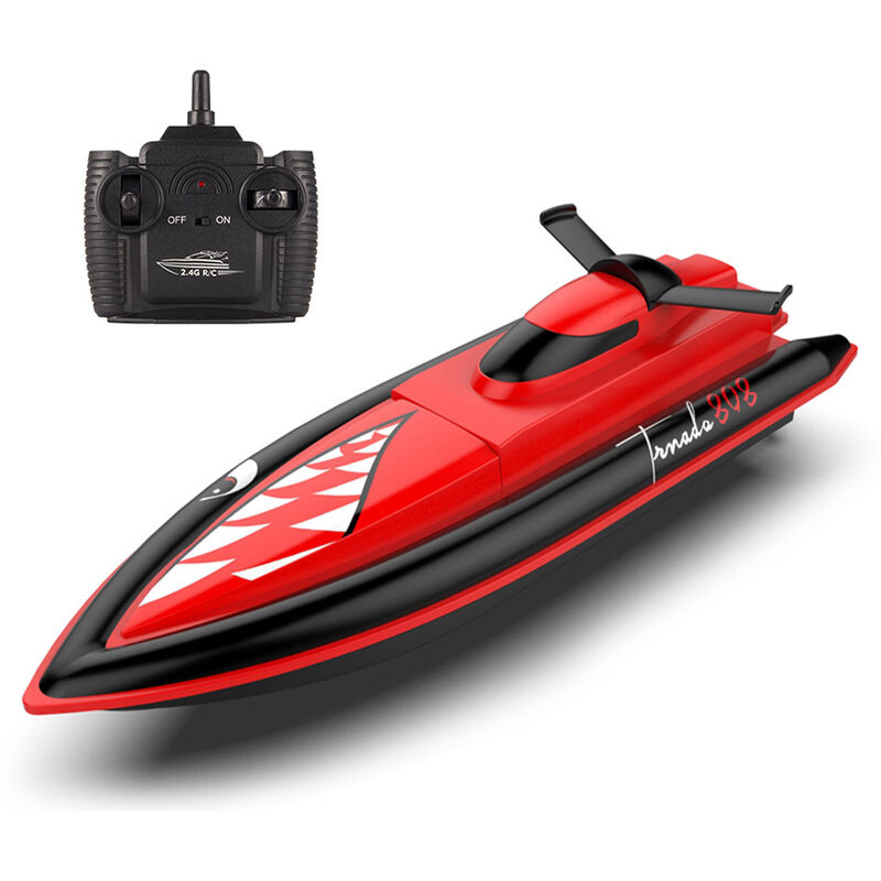 Barco RC Barco de control remoto Barco RC de alta velocidad 25 km / h 2,4 GHz Barco de carreras de juguete impermeable Regalo para ninos, Rojo, rojo 1 pila