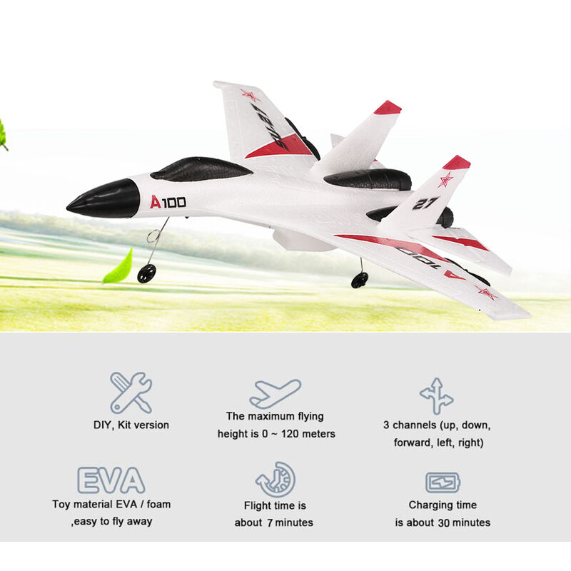 Original WLtoys XK A100 2.4G 340mm 3CH Avion RC Avion de ala fija Avion Juguetes al aire libre, blanco