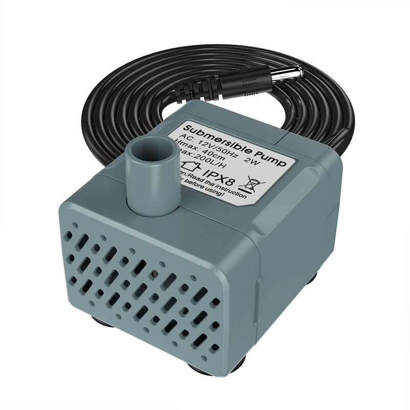 Bomba de agua patentada con cable de alimentacion IPX8 para tanque de peces de acuario de fuente de agua de gato mascota, Universal gris, europeo y britanico