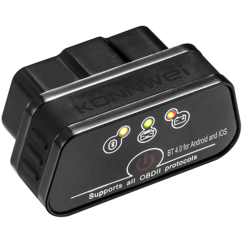 KONNWEI, solucionador de problemas de motor de coche inalámbrico OBD Bluetooth 4.0, Negro