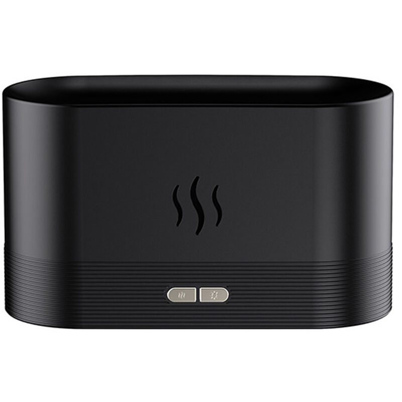 Difusor de Aroma llama simulada humidificador de niebla grande USB lámpara de ambiente hogar Oficina humidificación difusor de Aroma, Negro