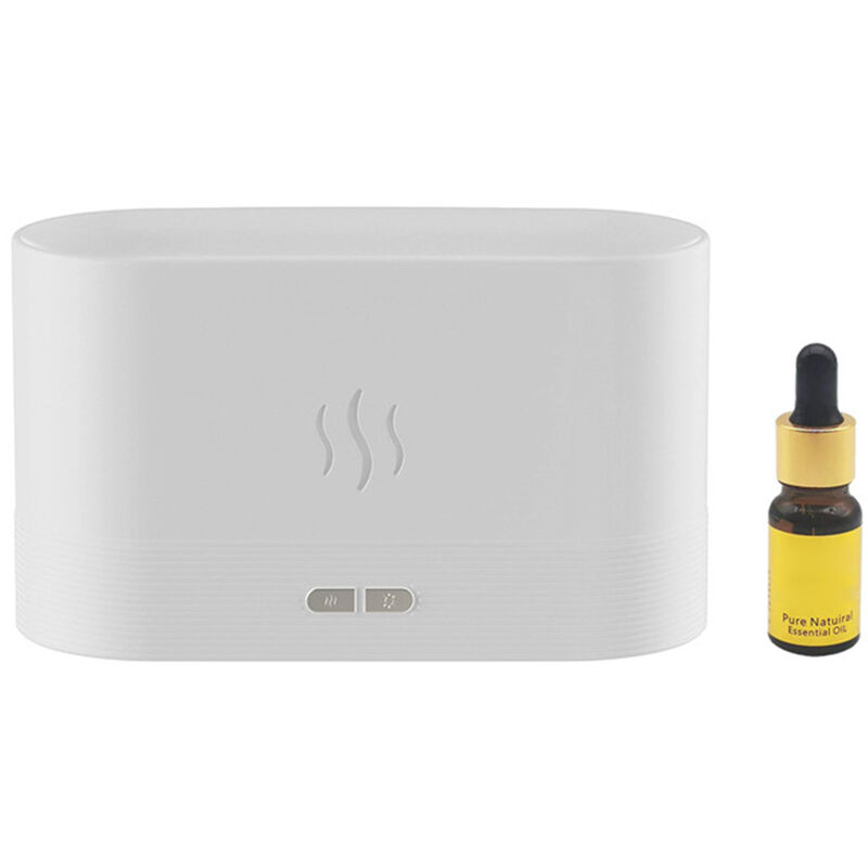 Difusor de Aroma llama simulada humidificador de niebla grande USB lámpara de ambiente hogar Oficina humidificación difusor de Aroma, Blanco