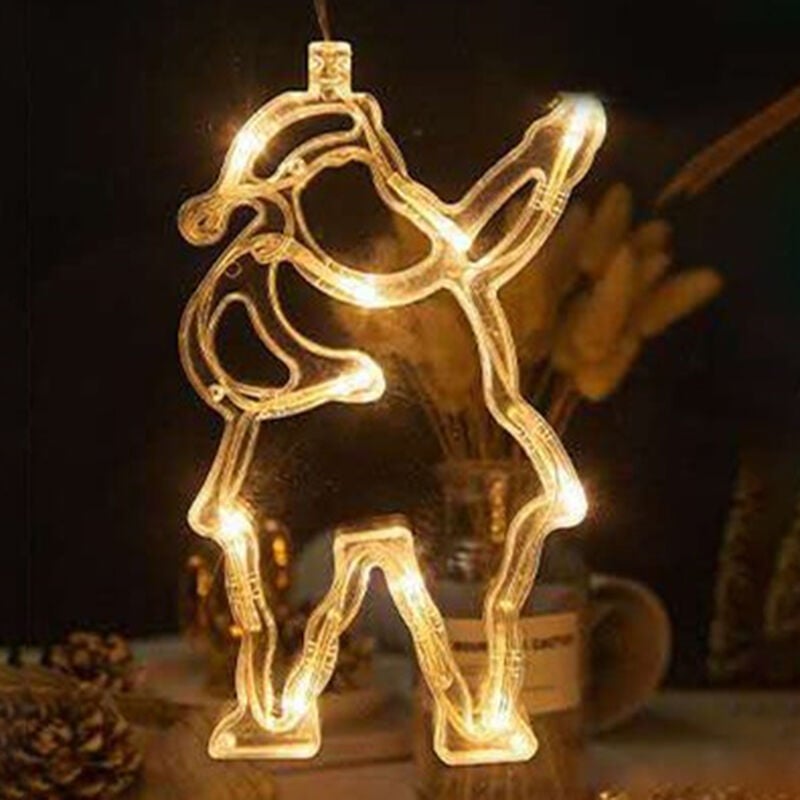 Colgante Hada LED Cadena de luces Lámpara de cortina Modos de brillo constante IP42 Resistencia al agua, para Navidad Fiesta en casa de Navidad, type5, con diseño de Papá Noel