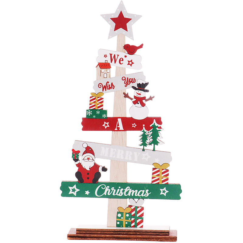 Decoración Mesa Navidad placa escritorio con forma árbol madera adorno le deseamos una feliz para el hogar artesanía diy tipo