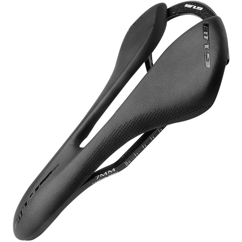 Asiento de bicicleta Cojín de sillín de bicicleta de fibra de carbono ligero con cubierta de cuero micro para bicicleta de carretera y bicicleta de montaña, 143 mm