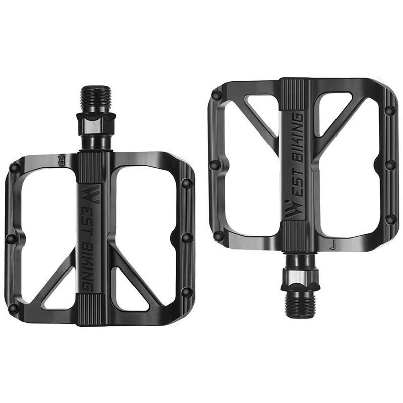 Pedales de bicicleta de aleación de aluminio ultraligeros 2 rodamientos sellados pedales de bicicleta antideslizantes impermeables pedales de bicicleta anchos accesorios de ciclismo, Negro