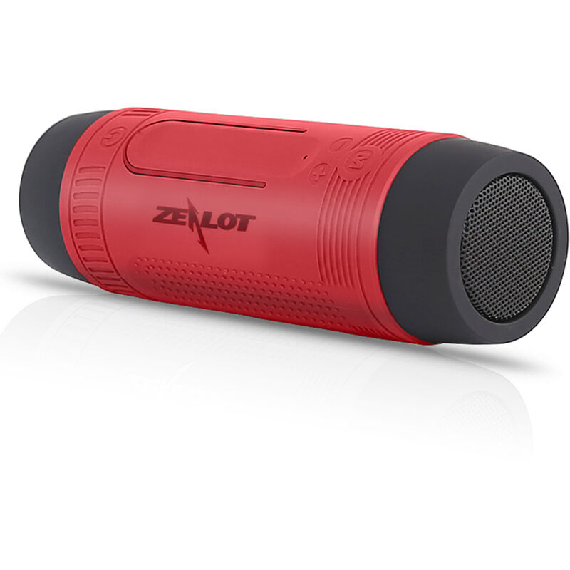 ZEALOT S1 Altavoces BT para exteriores Caja de sonido portátil IPX5 Linterna LED a prueba de agua SOS con soporte de micrófono Tarjeta TF Entrada AUX Radio FM 4000mAh Banco de energía, Rojo