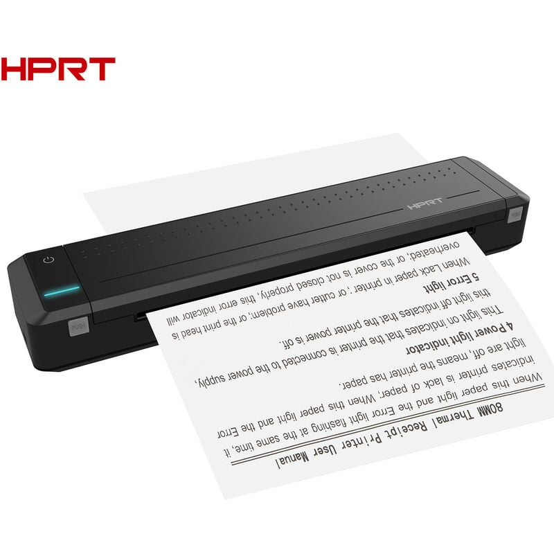 HPRT MT800 A4 Impresora de transferencia térmica portátil inalámbrica y USB Conexión con computadora móvil para oficina Escuela Coche Impresora de viaje con 1 rollo de cinta Compatible con el sistema Windows Impresión sin tinta Archivo PDF Página web Contrato Imagen, Negro