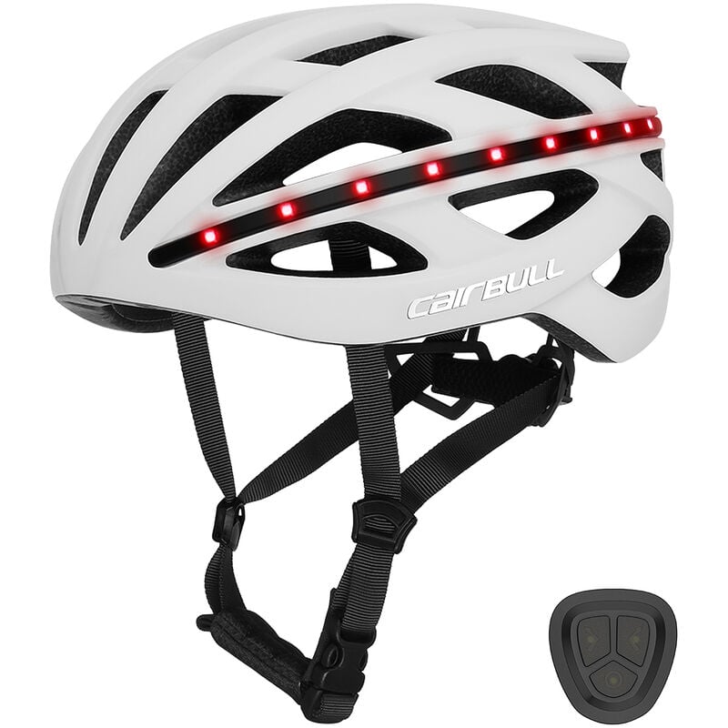 Casco de bicicleta inteligente en molde Ciclismo MTB Casco de bicicleta de carretera con luz de advertencia de luz de freno de señal de giro, Blanco