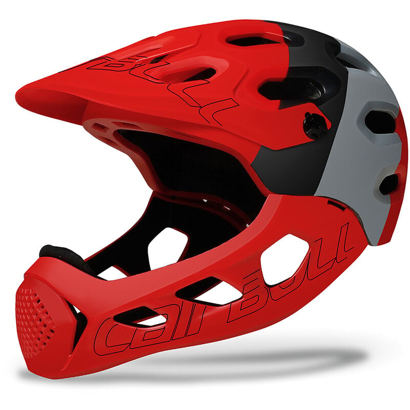 Casco de bicicleta de cara completa Casco de ciclismo para adultos con protector de barbilla desmontable para ciclismo de montaña cuesta abajo, Rojo