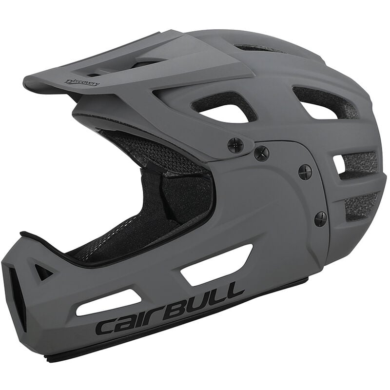 Casco de bicicleta de cara completa Casco de ciclismo para adultos con mentonera desmontable y visera para ciclismo de montaña, Gris