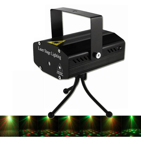 Miniatura inflación Honesto Proyector laser LED, iluminacion de escenario roja y verde, con tripode,  AC110-240V
