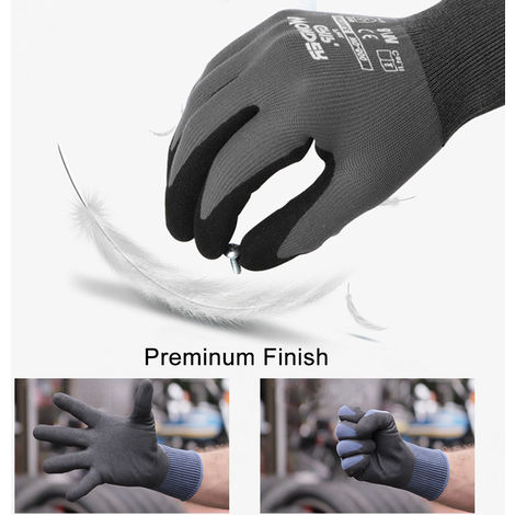 Trabajo de montaje guantes en blanco o gris talla 6 hasta 11 para taller u jardín 