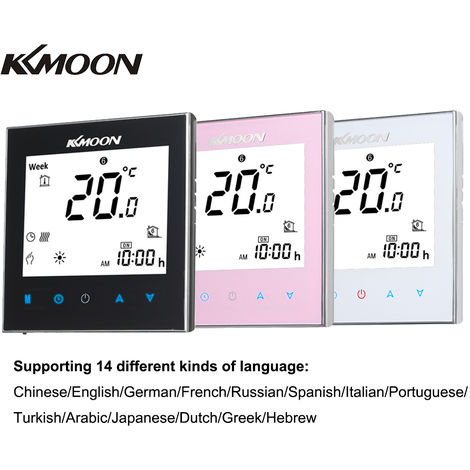 KKmoon AC 95-250V 16A Termostato Inteligente para Sistema de Fontanería,Termostato de Agua Caliente,Controlador de Temperatura de Fontanería,VA Termostato Digital con Pantalla Táctil LCD Negativa