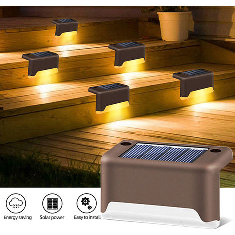 8x LED solar exterior valla luminarias marrón jardín patio iluminación pared Lámparas de balcón 