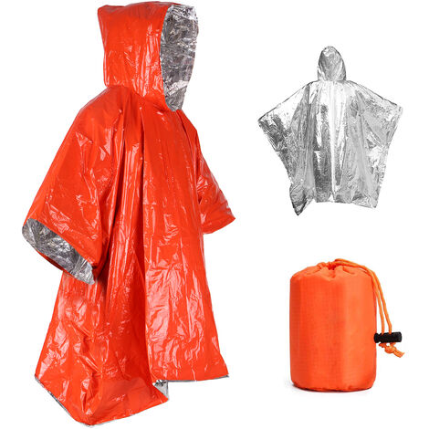 SALIDA impermeable naranja, ropa aislamiento en un frio del poncho y bolsa de almacenamiento