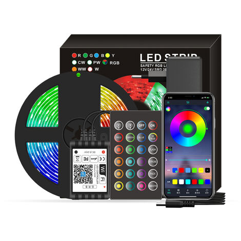 Tira de luces LED de 50 pies Inteligentes de Multicolor APP Control Remoto... 