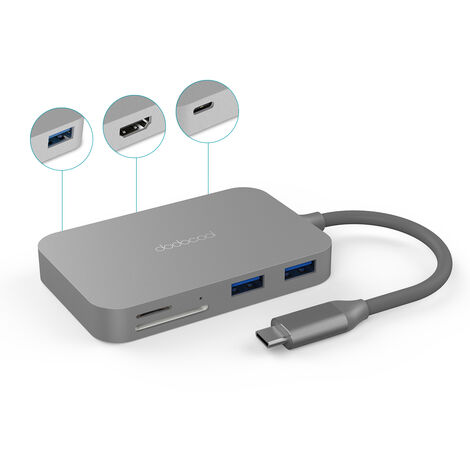 lino Querer Nueva Zelanda Dodocool Hub USB-C 7 en 1 de aleacion de aluminio con suministro de energia  tipo