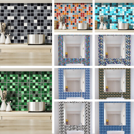 escalera azulejos de mosaico TOARTI Juego de 18 pegatinas multicolor para azulejos de cocina adhesivos para baño impermeable 15 x 15 cm 