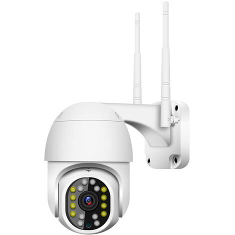 Pan Tilt Cámara de seguridad para exteriores 1080P Cámara de seguridad para exteriores 2MP WiFi Cámara de vigilancia para el hogar Cámara CCTV con visión nocturna en color, audio bidireccional, detección de movimiento, acceso remoto, IP66 resistente a la 
