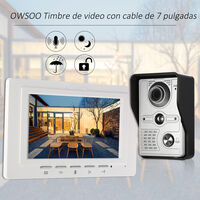OWSOO, Interfonos y videoporteros, Monitor de interior con timbre de video con cable de 7 pulgadas, con CORTE IR