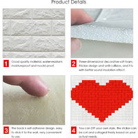 Pegatinas de pared 3D de espuma de PE, papel tapiz autoadhesivo a prueba de humedad, patron de ladrillo, 60x30cm, blanco