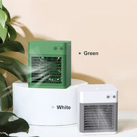 oficina Mini Enfriador de Aire Enfriador de Aire portátil con humidificador al aire libre 3 velocidades ajustables & 7 colores luces LED,Para el hogar dormitorio Verde Carga USB 