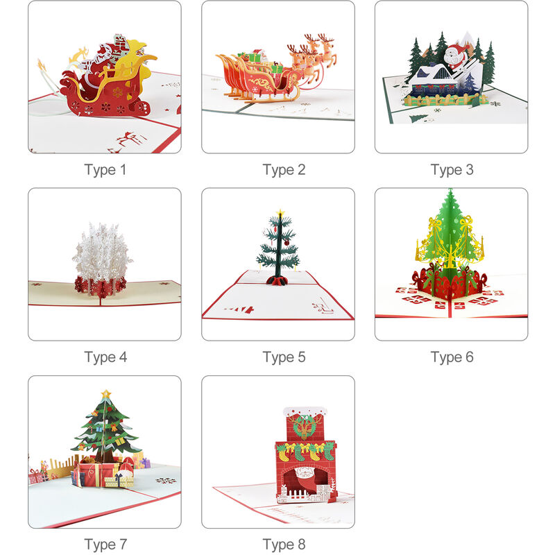 anniversari e altre occasioni renne e campanelle 5 Pack Assorted Chr Bestim Incuk per Natale feste regali di ringraziamento compleanni pupazzi di neve motivi assortiti tra cui alberi di Natale Set da 5 biglietti di auguri con disegno pop-up in 3D 