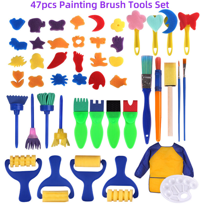 Early Learning Pittura pennelli paint kit spugne per i bambini 31 Pezzi Bambini Early Learning spugna Pittura spazzole Kit