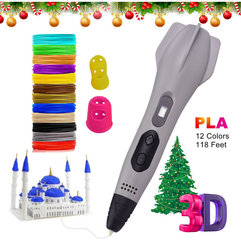 3D Penna Stampa con Filamento PLA da 1.75 mm Confezione da 16 Colori Schermo LCD e Controllo Temperatura per Bambini Adulti di 3D Doodling Pittura Modeling Arts Mitening Penna 3D Professionale 
