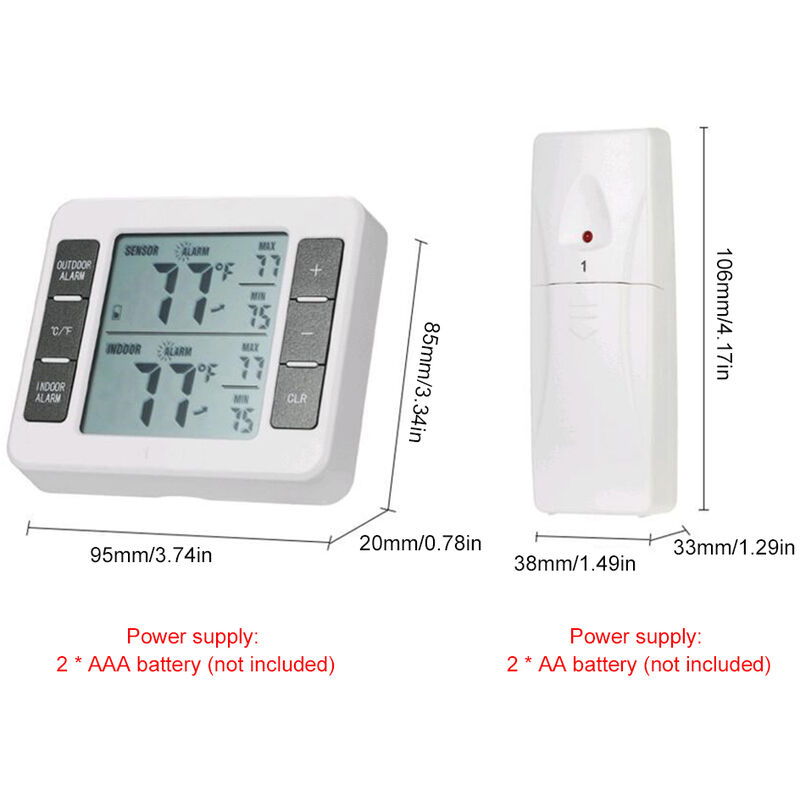 FTVOGUE sensore di Temperatura per Interni ed Esterni 01 Termometro Wireless con Display LCD 