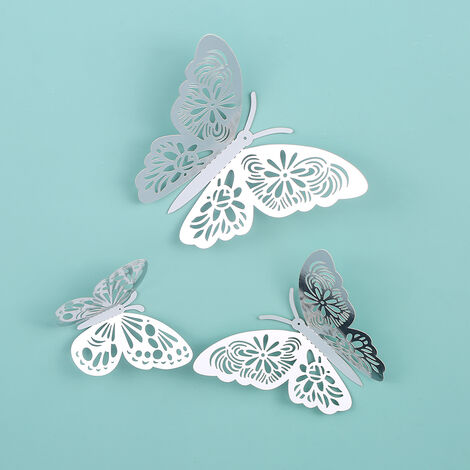 Decorazione parete Adesivi da parete effetto 3D a specchio a forma di farfalle 