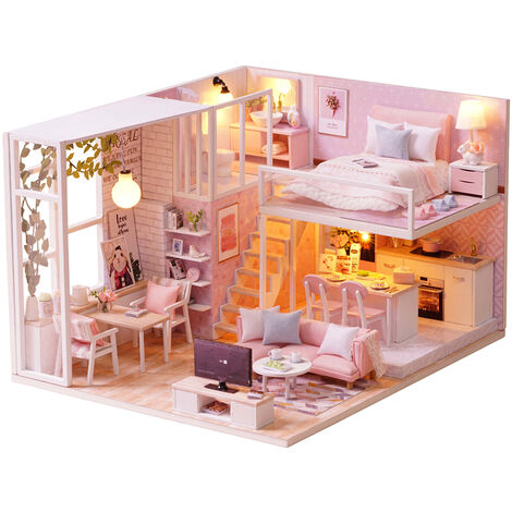KIT fai da te in miniatura casa delle bambole realistica mini 3D in legno Casa Stanza Bambini Giocattoli Regali 