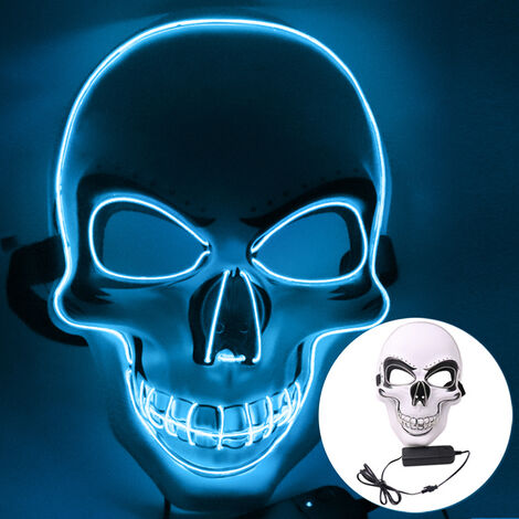 Molezu Maschera spaventosa a LED per feste di Halloween in PVC con filo di EL