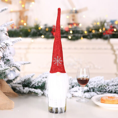 Copri bottiglia cappello sciarpa natalizia,3 pezzi mini copricapo vino natalizio 3 pezzi mini sciarpa natalizia bottiglia per porta posate natalizie copri caramelle,decorazioni per bottiglie di vino 