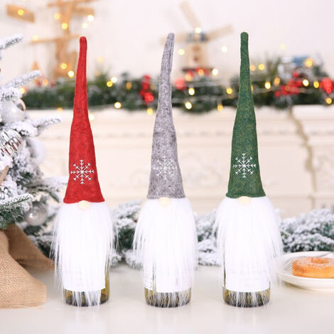 VALICLUD mini mantello di Natale Copertura per bottiglia di vino 2 set di bottiglie di vino festival bottiglia di vino rosso cappello di Natale decorazione natalizia per feste 