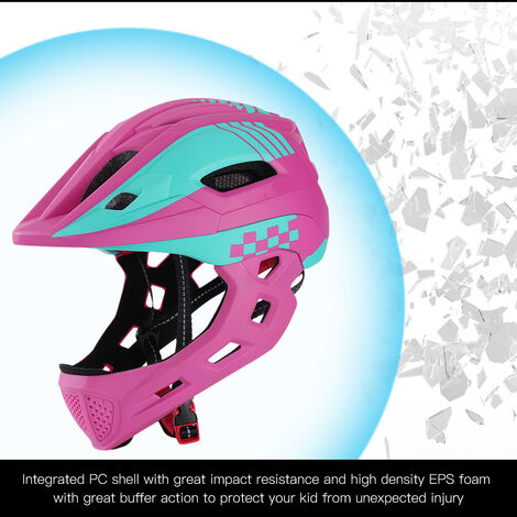 casco di sicurezza per equitazione TOMSHOO Casco integrale per bambini casco sportivo con mento staccabile e fanale posteriore pattino 