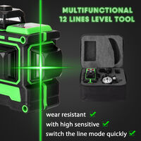 Livella laser 3D a 12 linee misuratore di livello + staffa triangolare + alimentatore + custodia per il trasporto + manuale standard europeo 220V, fornito con due batterie