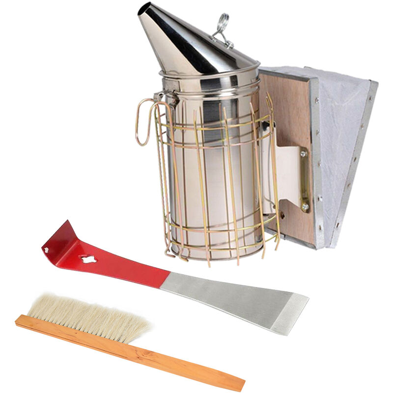 Brush Edelstahl-Smoker Bienenstock Raucher Set Imkerwerkzeug Kit Bee Smoker