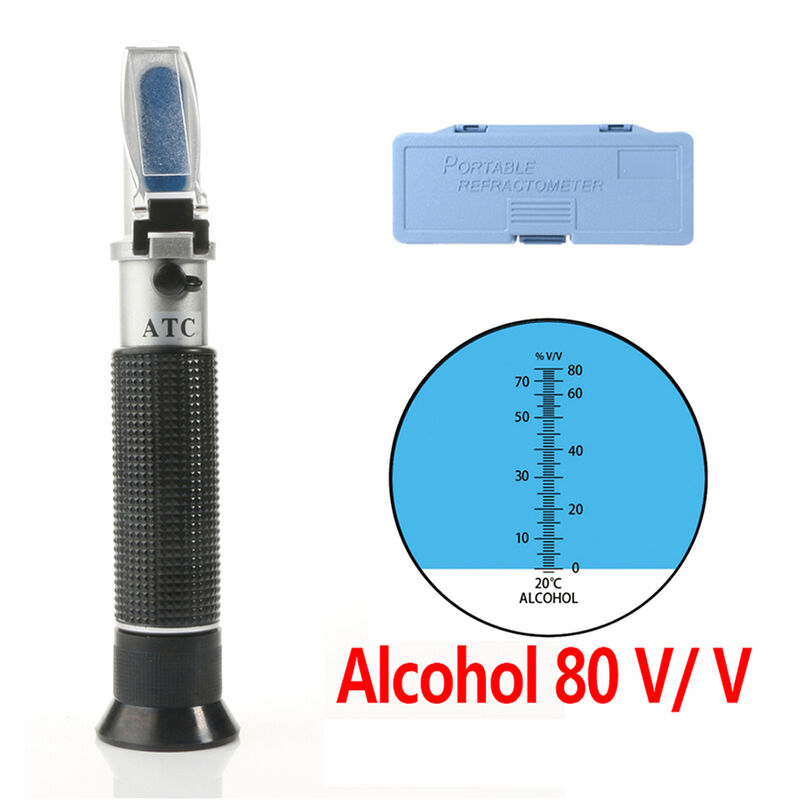 Portable ATC Alkohol Refraktometer Volumen Prozent Tester 0-80% Messbereich DE 