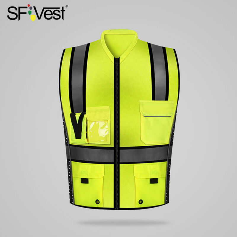 2X Verkehrssicherheit Weste reflektierende Jacke Sicherheit Weste fluoreszierend 