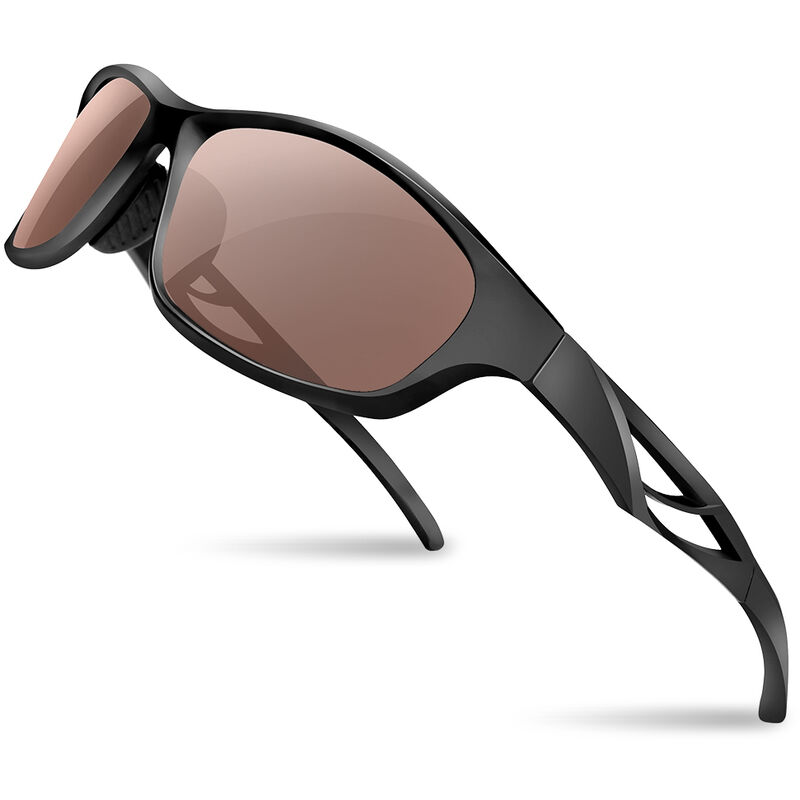 Queshark Polarisierte Sportbrille,Sonnenbrille Fahrradbrille,4 Austauschbare Linse,UV-Schutz Polarisierte Sportsonnenbrille für Baseball Wie Herren Autofahren Laufen Radfahren Angeln