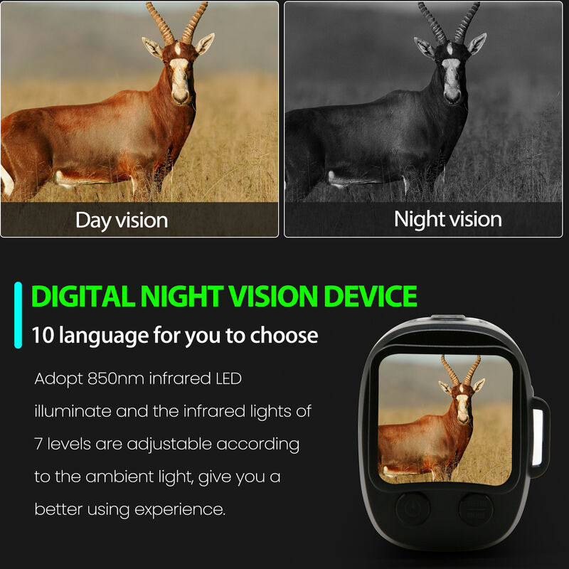 Weytoll Nachtsichtgerät Digital Infrarot Nachtsichtbrille für Monokulare 10 Sprachen 5X Digitaler Zoom Foto-Video-Wiedergabe 500~1000 M Volle Dunkelheit Sichtweite für Outdoor-Jagdbootfahren 