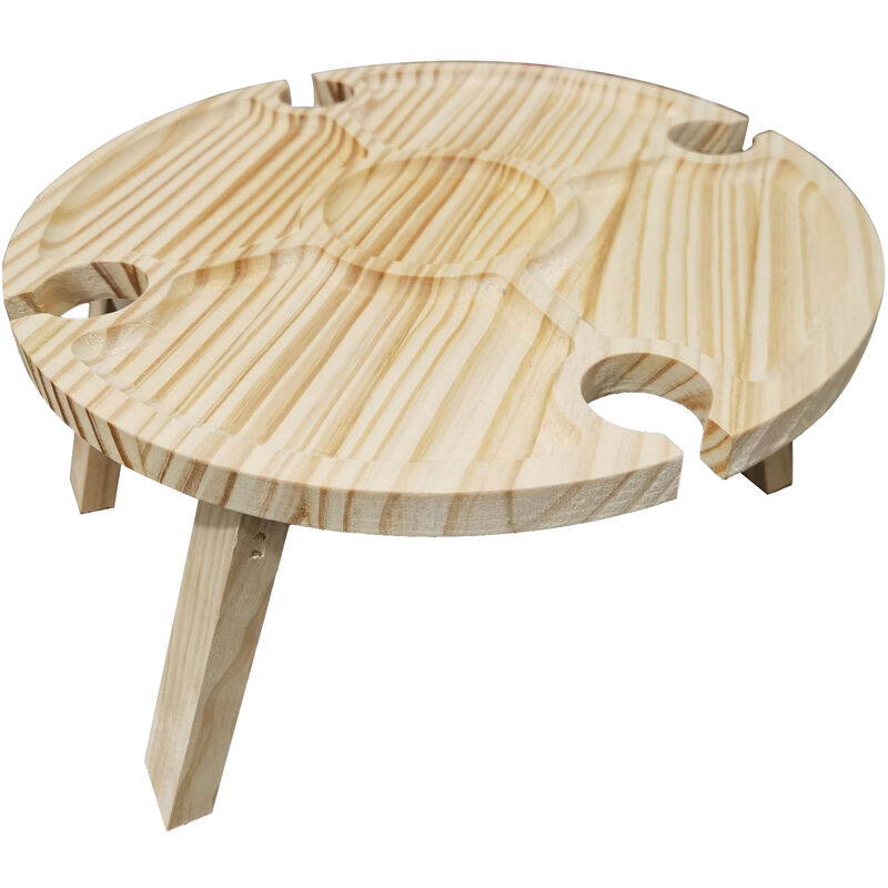 Weintisch mit faltbarem rundem Desktop-Mini-Picknick Tisch aus Holz Camping DHL 