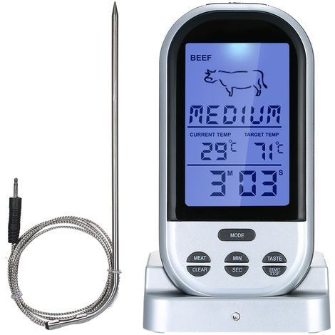 Wireless Digital Fleisch Grillthermometer Ofenthermometer mit Dual-Sonde für BBQ 