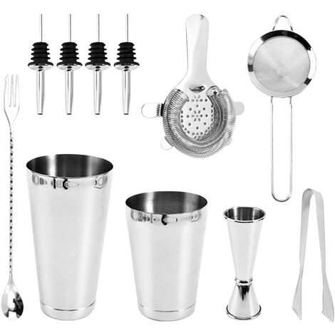 11 Teiliges Cocktail Shaker Set Mit Boston Shaker Becher Edelstahl Cocktail Mixologie Kit Mit Barkeeper Shaker