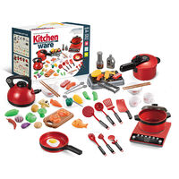 Set Küche Kochgeschirr Rot & Schwarz für Kinder Rollenspiel Spielzeug 