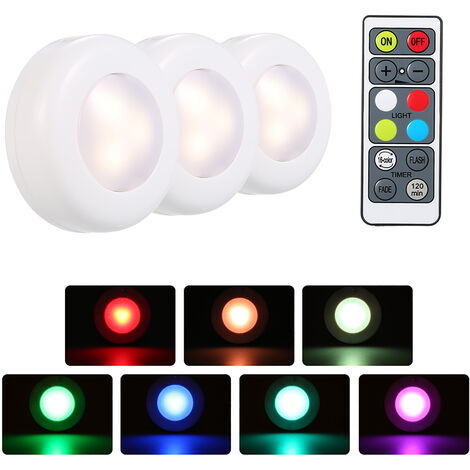 3 led color changing puck lights